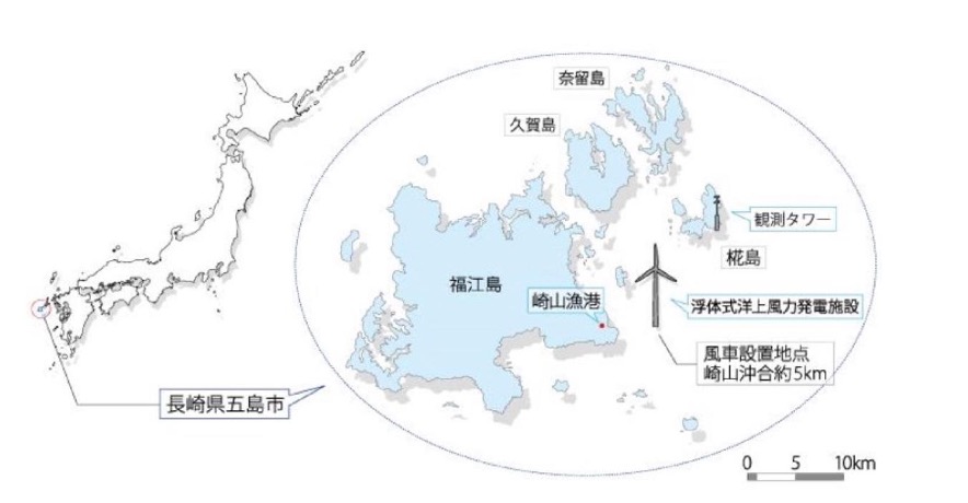 長崎県五島市福江島の浮体式洋上風力発電の取り組み